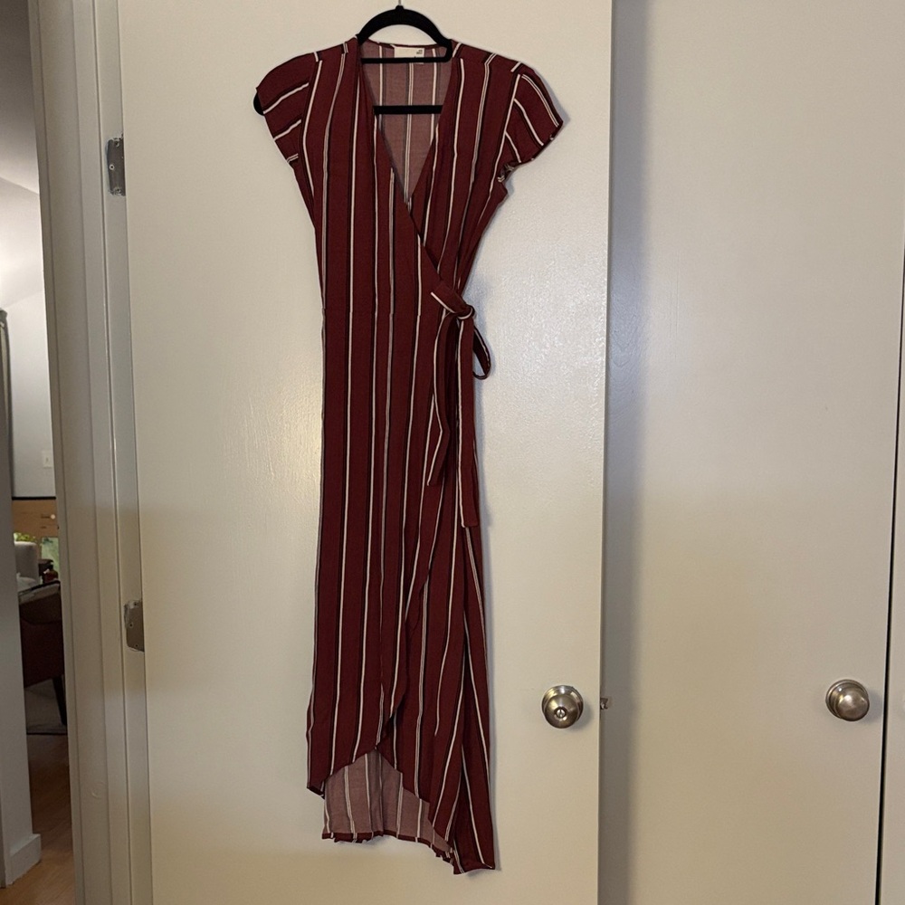 Wilfred Burgundy and White High Low Dress